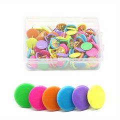 100 Plastic Round Head Push Pins, Mixed Colors