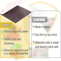 10pcs Square Rubber Soft Magnet Patch Adhesive Backed & Long Strip Magnetic