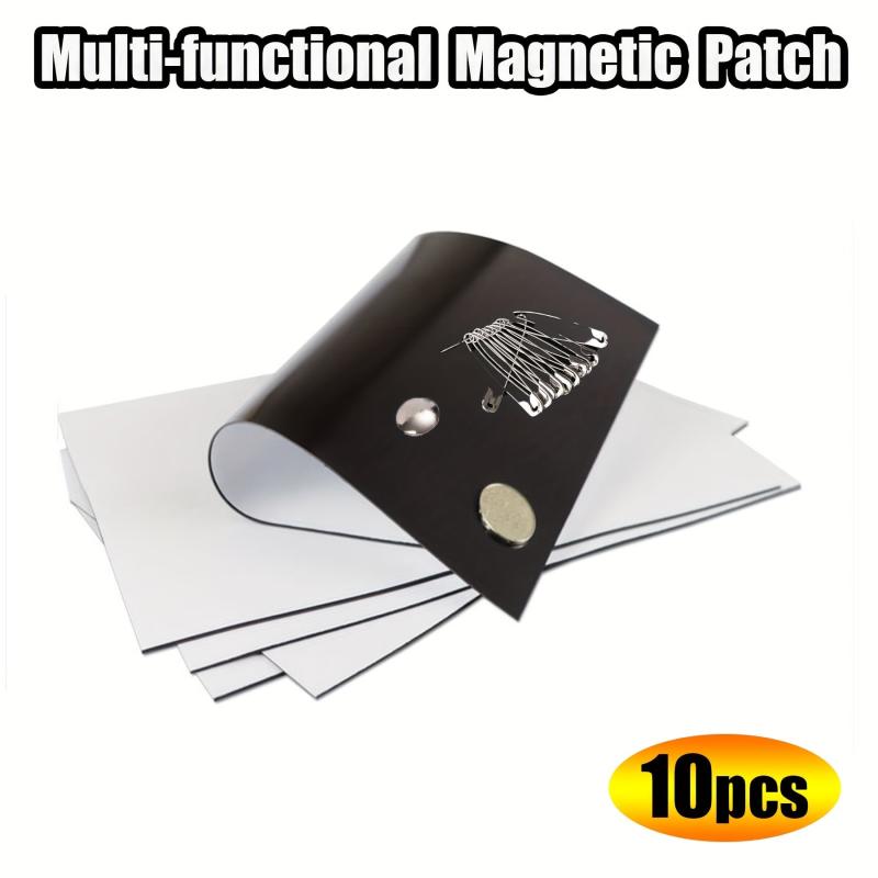 10pcs Square Rubber Soft Magnet Patch Adhesive Backed & Long Strip Magnetic