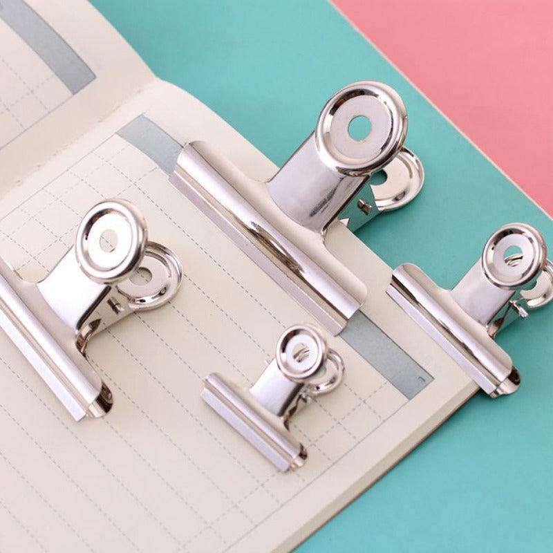 5PCS Metal Paper Clip Set 22 31 38 50mm Grip Clamps Office School Stationery