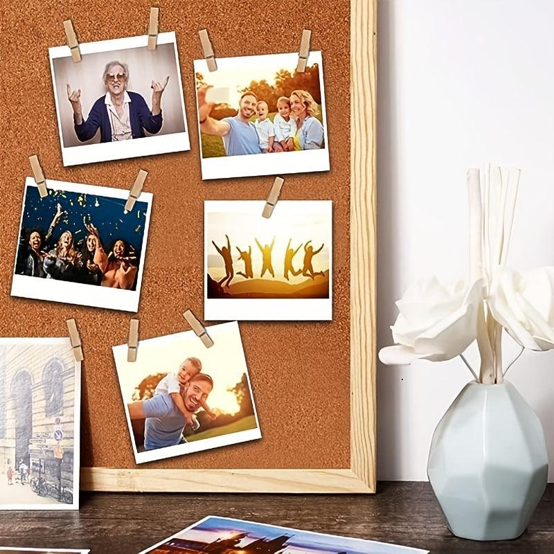 50PCS Wooden Push Pins With Clips for Cork Board Art Notes Photos