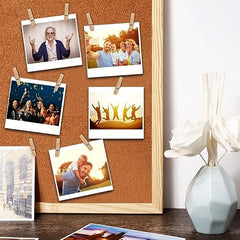 50PCS Wooden Push Pins With Clips for Cork Board Art Notes Photos