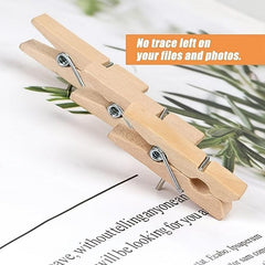50PCS Wooden Push Pins With Clips for Cork Board Art Notes Photos