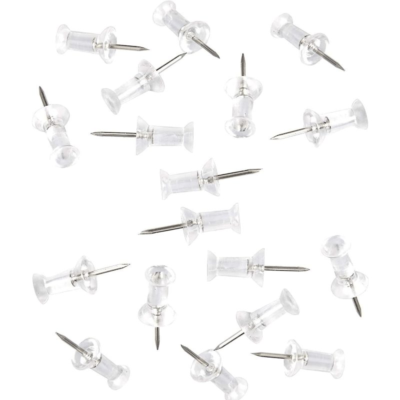 Clear Push Pins Tacks 100 Pack