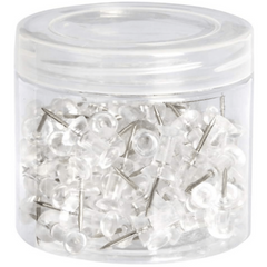 Clear Push Pins Tacks 100 Pack