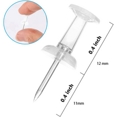 Clear Push Pins Tacks 100 Pack