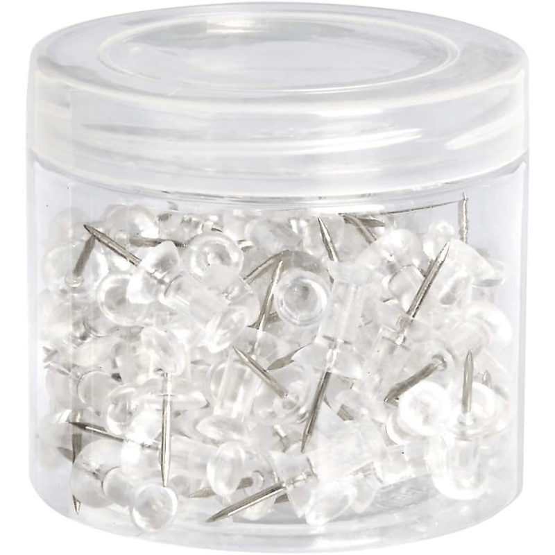 Clear Push Pins Tacks 100 Pack