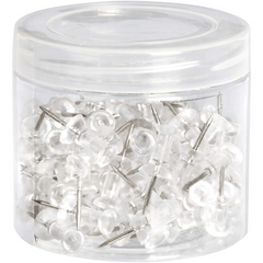 Clear Push Pins Tacks 100 Pack