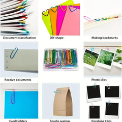 100 Colorful Rainbow Paper Clips for Desk Organization