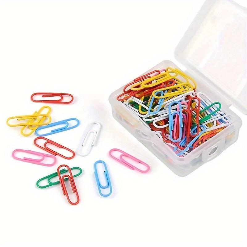 100 Colorful Rainbow Paper Clips for Desk Organization
