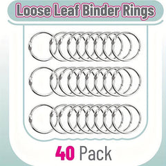 40 PCS Nickel Plated Steel Book Rings for Index Cards