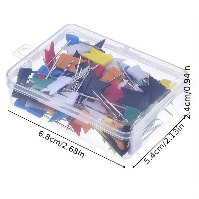 50pcs Decorative Push Pins Flag Plastic Head Steel Pin Map Thumbtacks