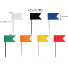 50pcs Decorative Push Pins Flag Plastic Head Steel Pin Map Thumbtacks