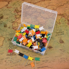 50pcs Decorative Push Pins Flag Plastic Head Steel Pin Map Thumbtacks