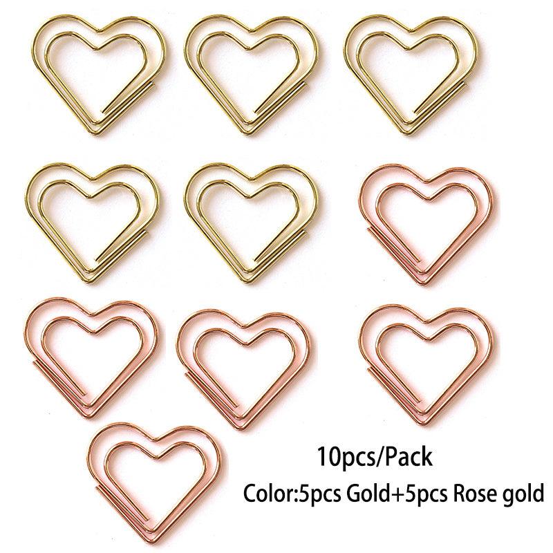 10pcs Colorful Love Paper Clip Office Stationery Metal Cartoon Bookmark