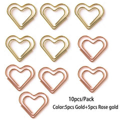 10pcs Colorful Love Paper Clip Office Stationery Metal Cartoon Bookmark