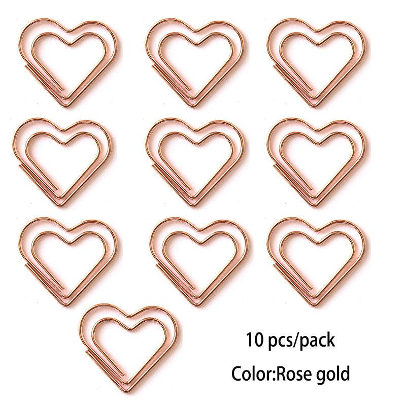 10pcs Colorful Love Paper Clip Office Stationery Metal Cartoon Bookmark