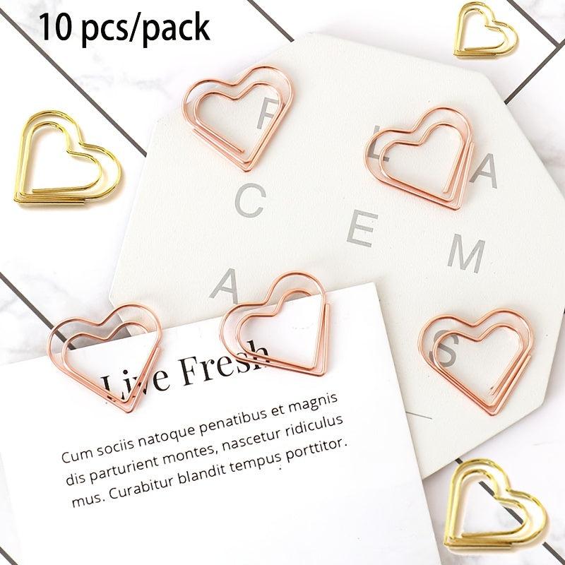 10pcs Colorful Love Paper Clip Office Stationery Metal Cartoon Bookmark