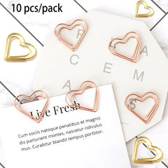 10pcs Colorful Love Paper Clip Office Stationery Metal Cartoon Bookmark