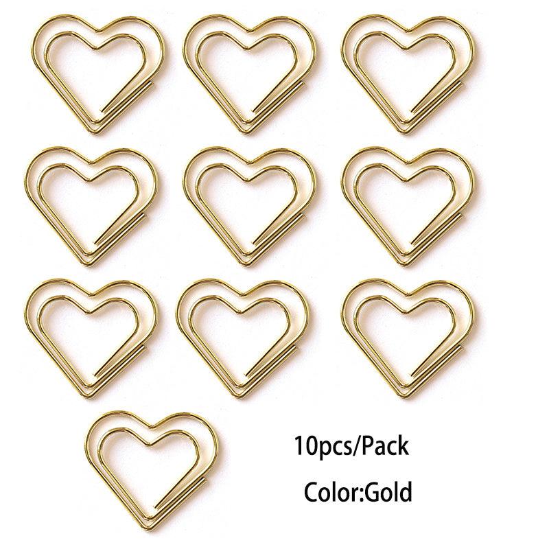 10pcs Colorful Love Paper Clip Office Stationery Metal Cartoon Bookmark