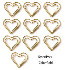 10pcs Colorful Love Paper Clip Office Stationery Metal Cartoon Bookmark