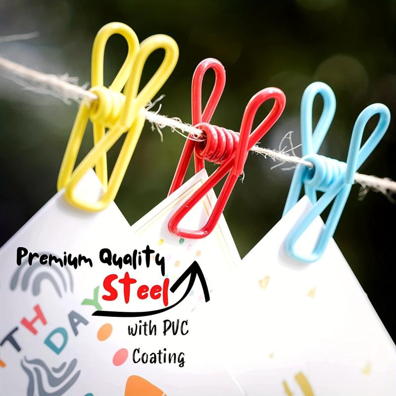 10pcs Chip Clips 5.08cm Assorted Colors PVC Coated Utility Bag Clips