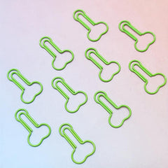 10pcs Green Paper Clips for Fun Office Supplies School