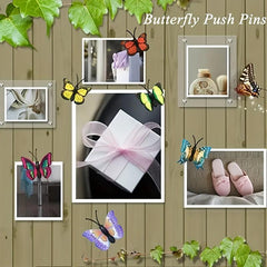 20pcs 3D Simulated Butterfly Push Pin Creative Decorative Flower Cork Board Pin