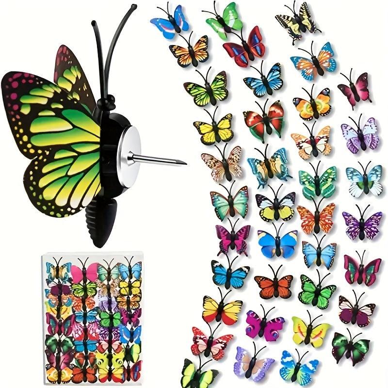 20pcs 3D Simulated Butterfly Push Pin Creative Decorative Flower Cork Board Pin