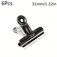 6pcs Stainless Steel Paperclips Assorted Sizes Silvery Metal