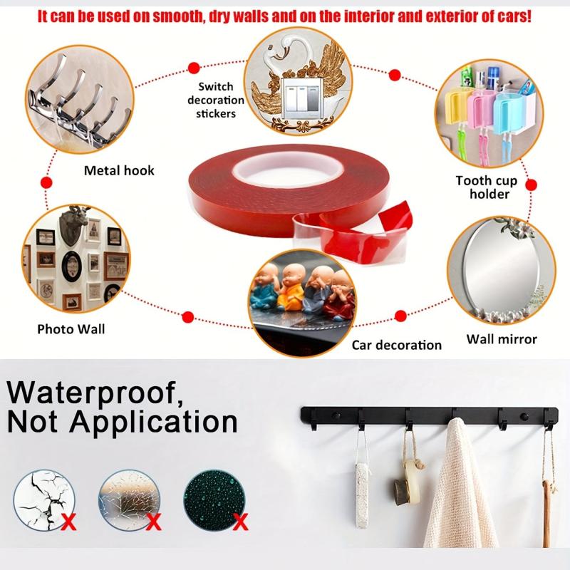 Non marking Double Sided Transparent Tape Red 1