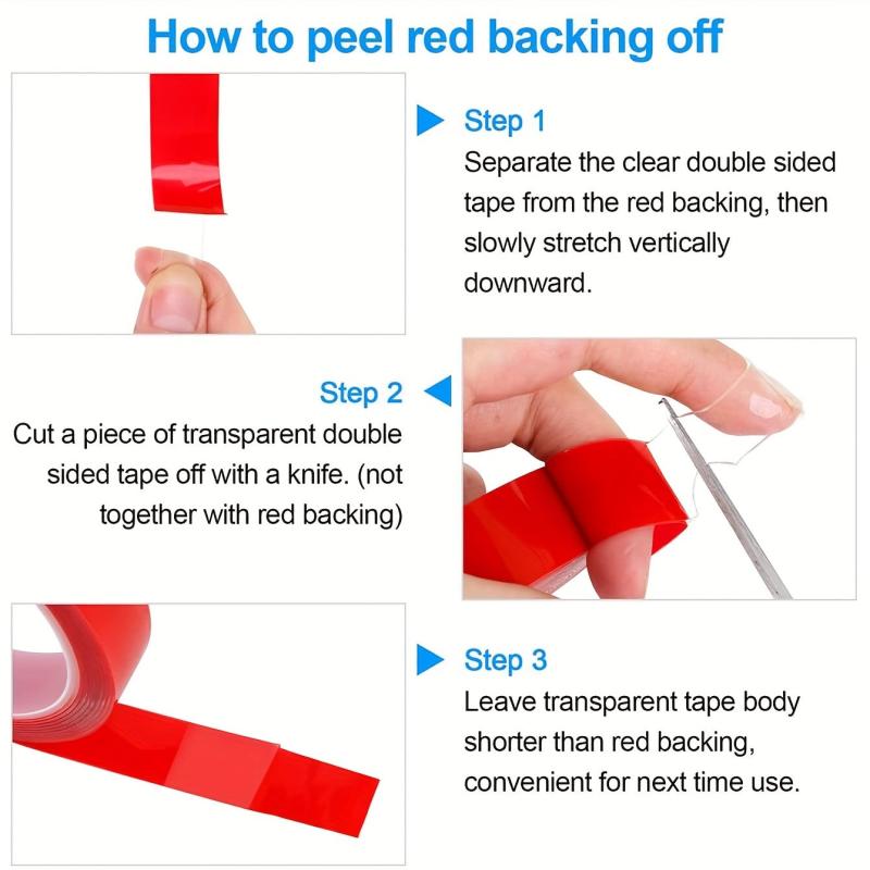 Non marking Double Sided Transparent Tape Red 1