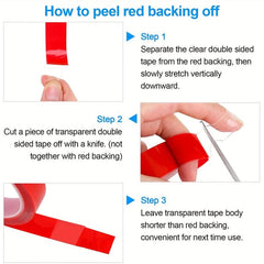 Non marking Double Sided Transparent Tape Red 1