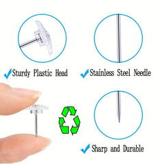 100pcs Clear Push Pins Steel Point Plastic Heads School Office Supplies