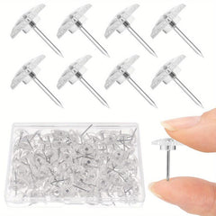 100pcs Clear Push Pins Steel Point Plastic Heads School Office Supplies
