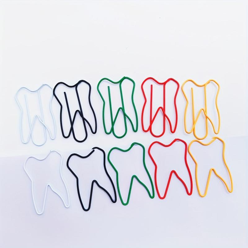 20pcs Mixed Teeth Paper Clips Dental Bookmarks Pins