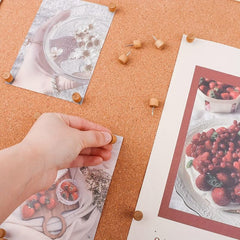 50pcs Wooden Push Pins Brown Wood Thumb Tacks Box Decorative for Bulletin Board