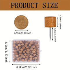 50pcs Wooden Push Pins Brown Wood Thumb Tacks Box Decorative for Bulletin Board