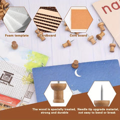 100pcs Wood Push Pins Walnut Standard Wooden Decorative Thumb Tacks