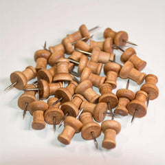 100pcs Wood Push Pins Walnut Standard Wooden Decorative Thumb Tacks