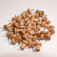 100pcs Wood Push Pins Walnut Standard Wooden Decorative Thumb Tacks