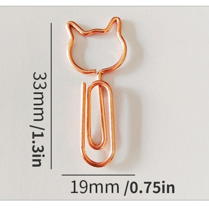 20pcs Cat Metal Paper Clips For Office School Stationery