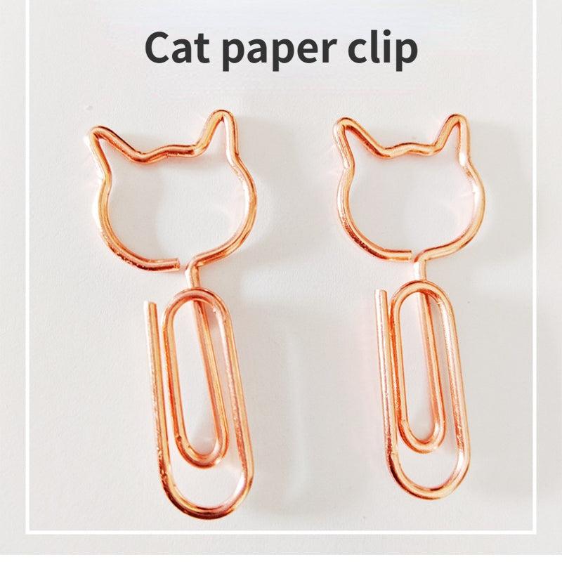 20pcs Cat Metal Paper Clips For Office School Stationery