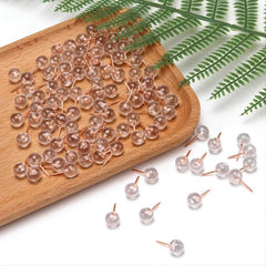 100 Pack Rose Map Thumb Tacks Transparent Plastic Round Head Large Size Pins