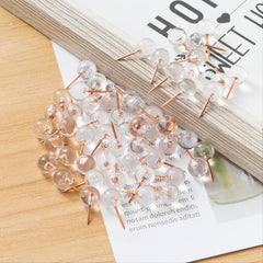 100 Pack Rose Map Thumb Tacks Transparent Plastic Round Head Large Size Pins