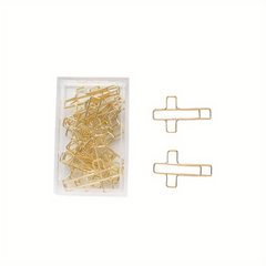20pc Cross Paper Clips with Plastic Box Desk Organizers