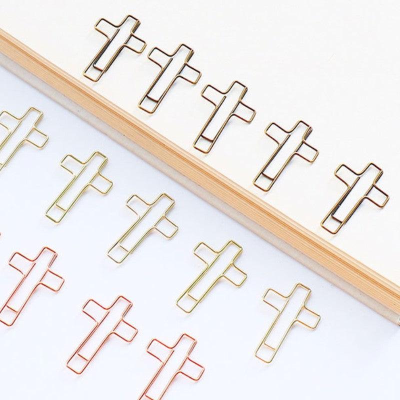 20pc Cross Paper Clips with Plastic Box Desk Organizers