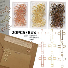 20pc Cross Paper Clips with Plastic Box Desk Organizers