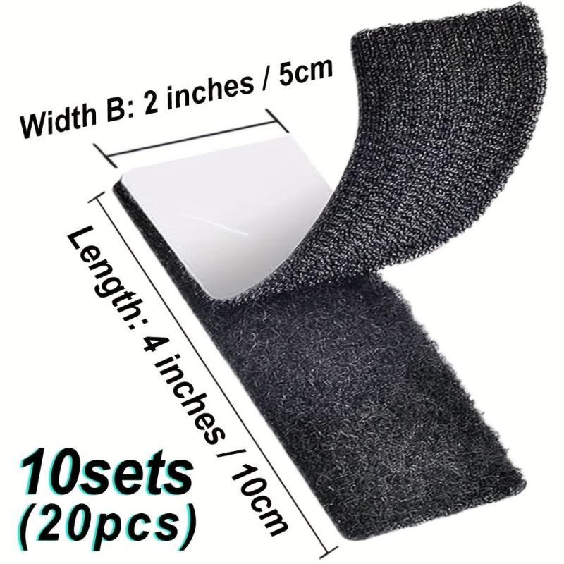20pcs Hook Loop Tape Adhesive Back Strength Fastener Heavy Duty