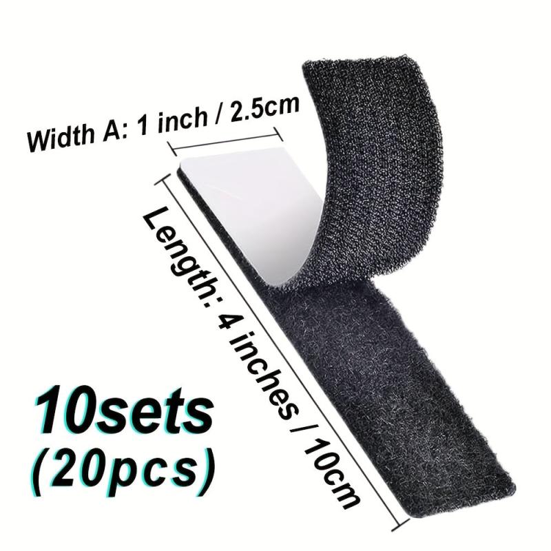 20pcs Hook Loop Tape Adhesive Back Strength Fastener Heavy Duty